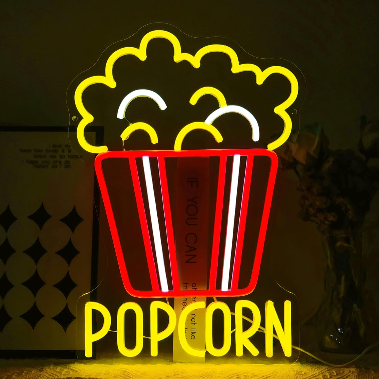 Snacks Food Video - Popcorn Neon Sign Dimbaar Voedsel LED