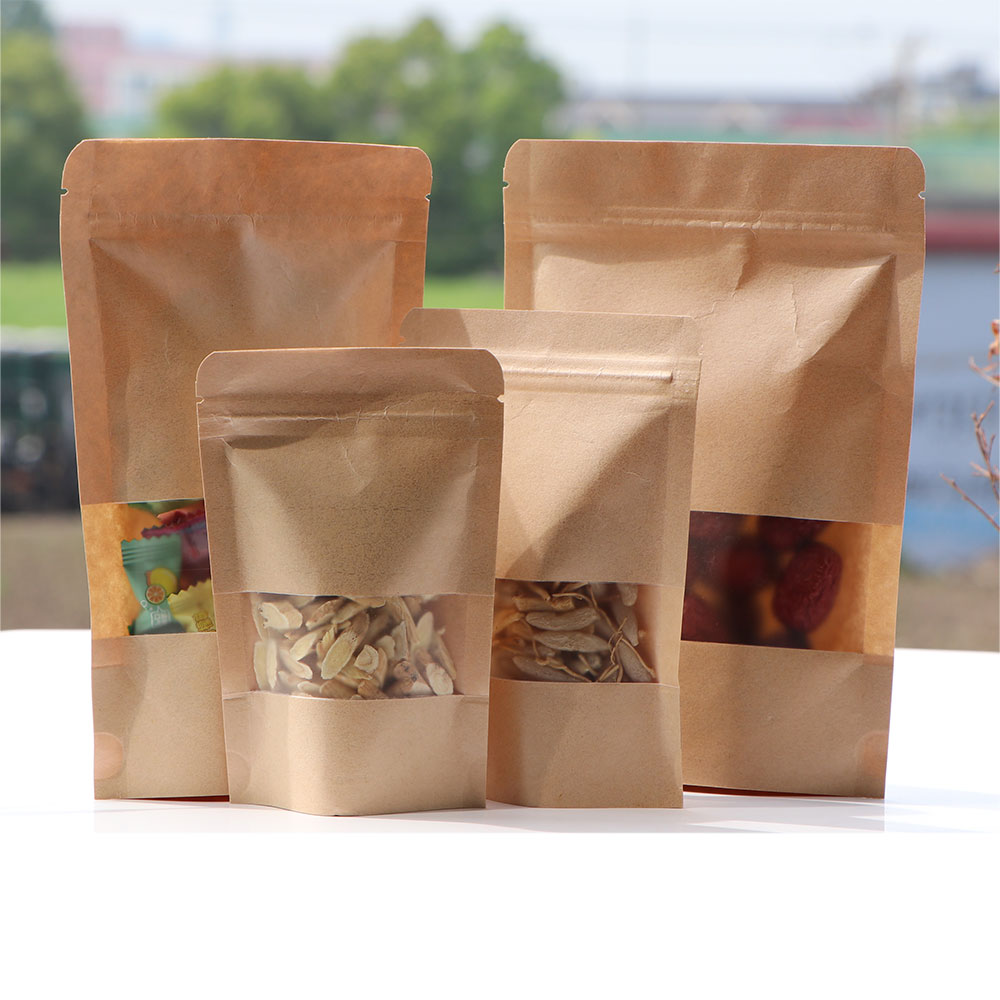 Food Day Snacks - Kraftpapier Zip Lock Zakken Met Raam