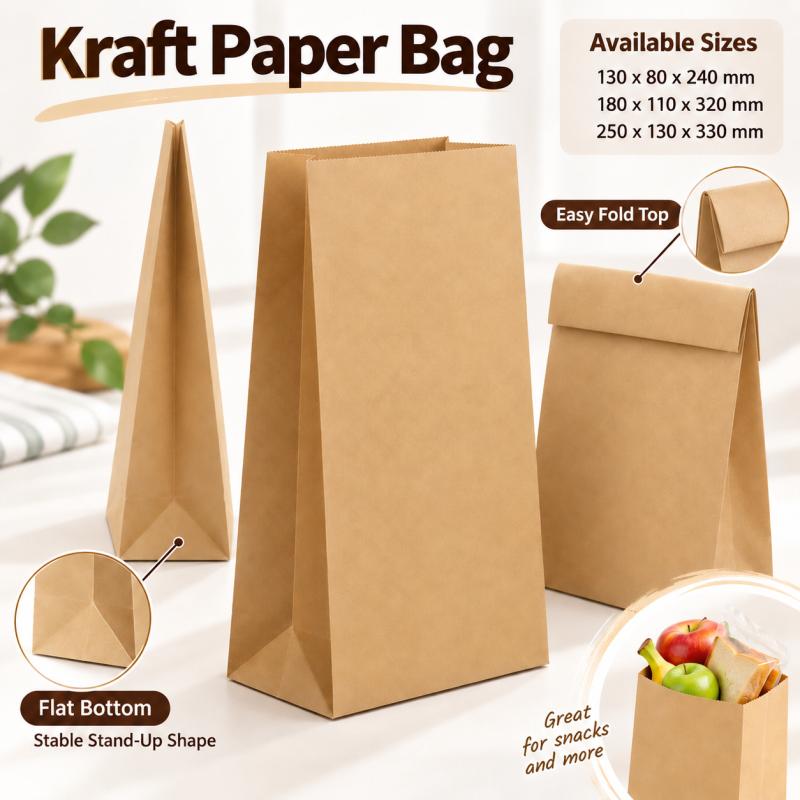 Food Day Snacks - 10~30 stuks bruine kraftpapieren zakken voor