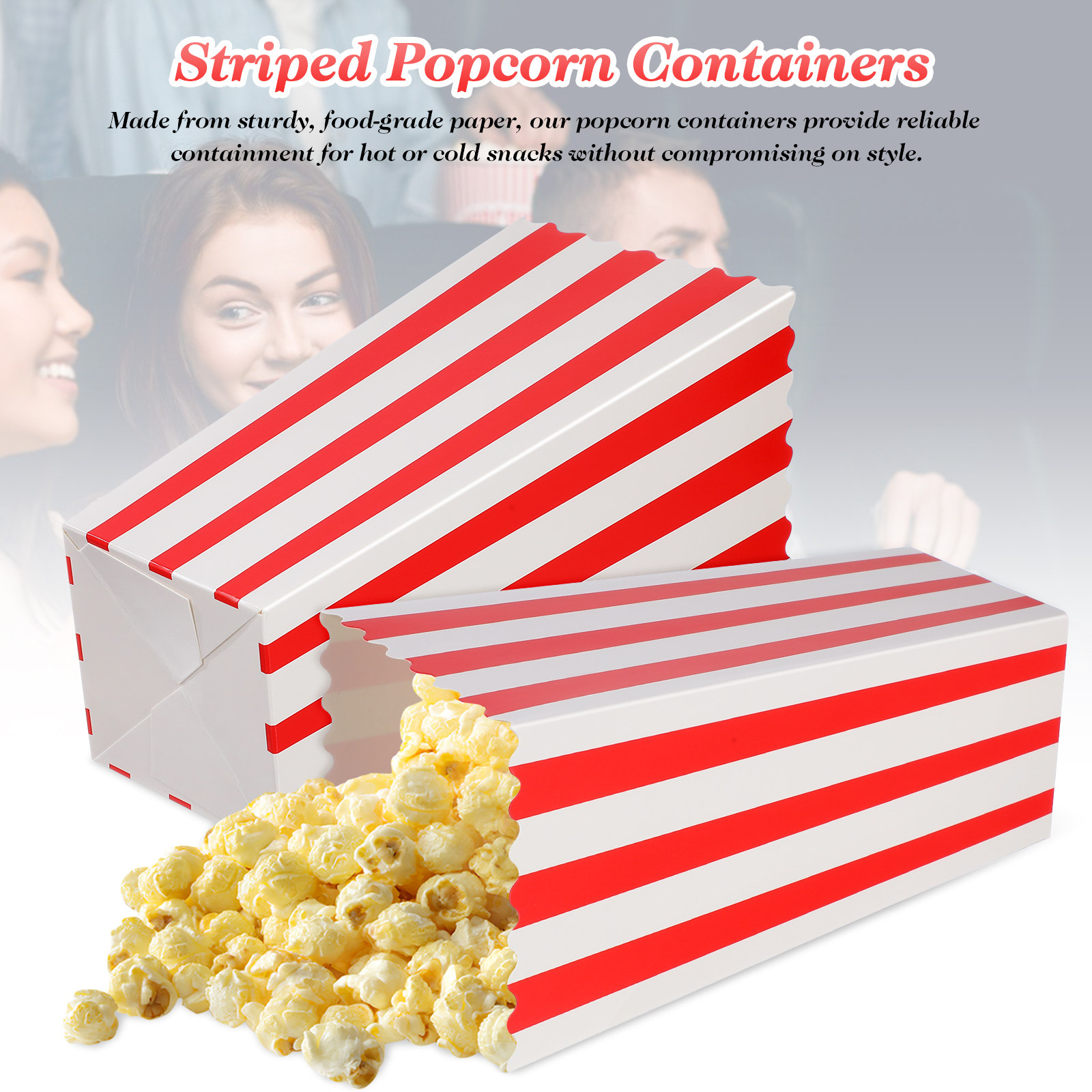 15 stuks gestreepte popcornemm - Food Day Snacks recensie en prijs