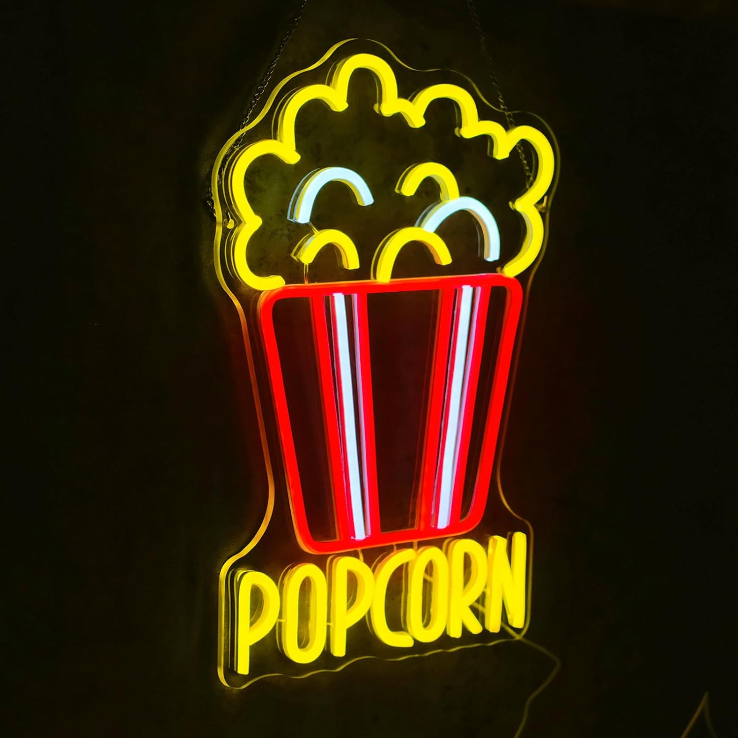Popcorn Neon Sign Dimbaar Voed - Snacks Food Video recensie en prijs