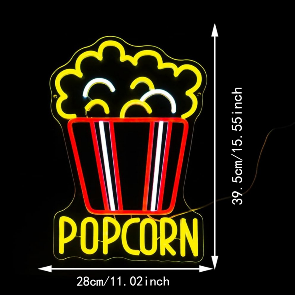 Popcorn Neon Sign Dimbaar Voed - Snacks Food Video recensie en prijs